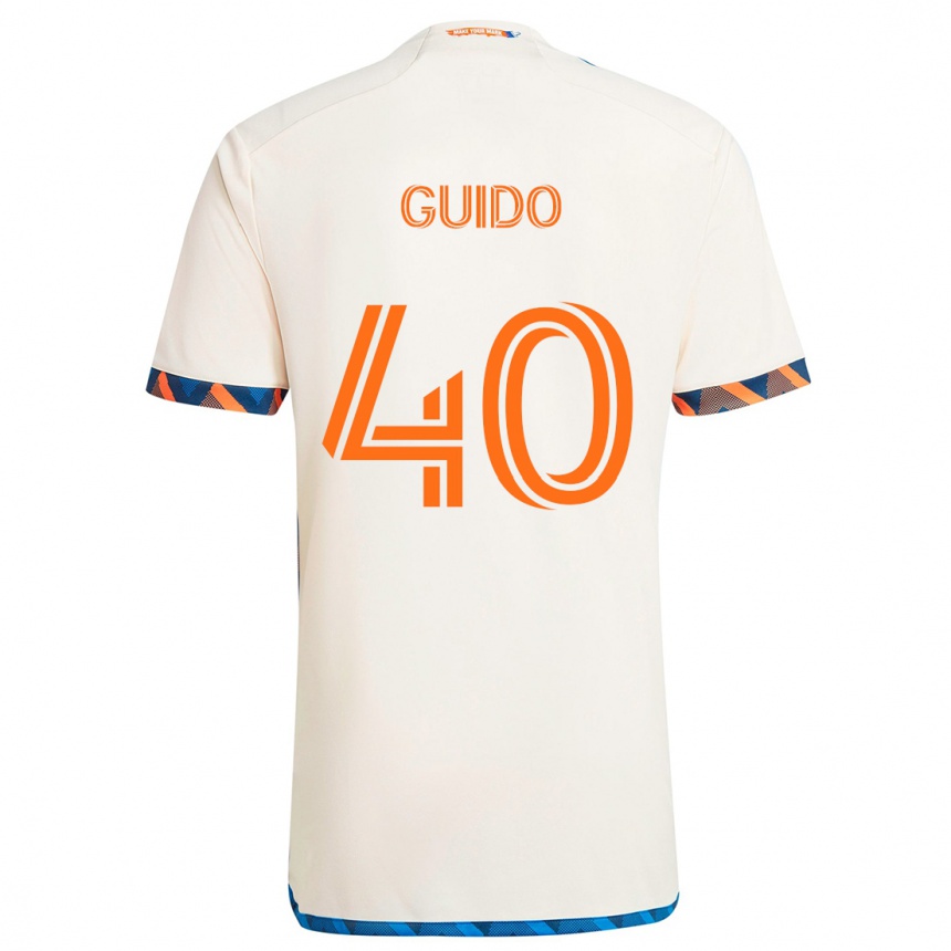 Kids Football Alejandro Guido #40 White Orange Away Jersey 2024/25 T-Shirt