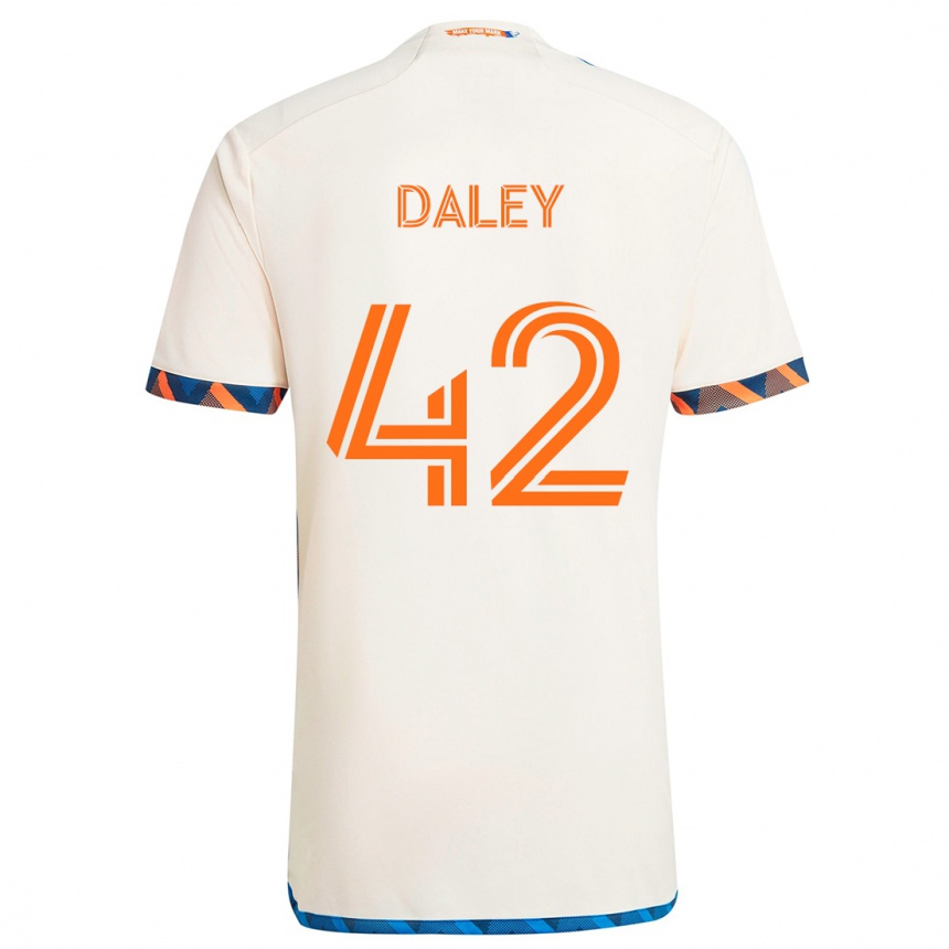 Kids Football Amir Daley #42 White Orange Away Jersey 2024/25 T-Shirt