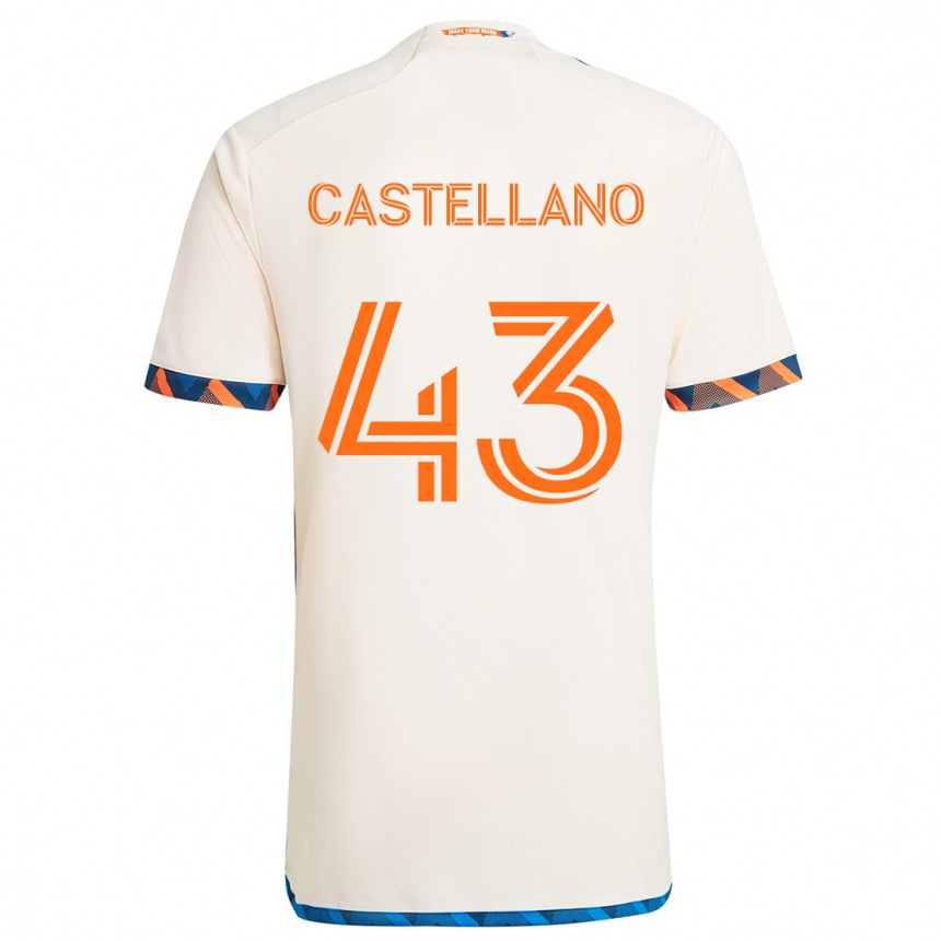 Kids Football Jesús Castellano #43 White Orange Away Jersey 2024/25 T-Shirt