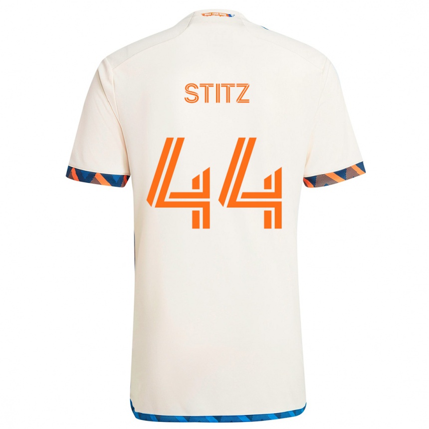 Kids Football Ben Stitz #44 White Orange Away Jersey 2024/25 T-Shirt