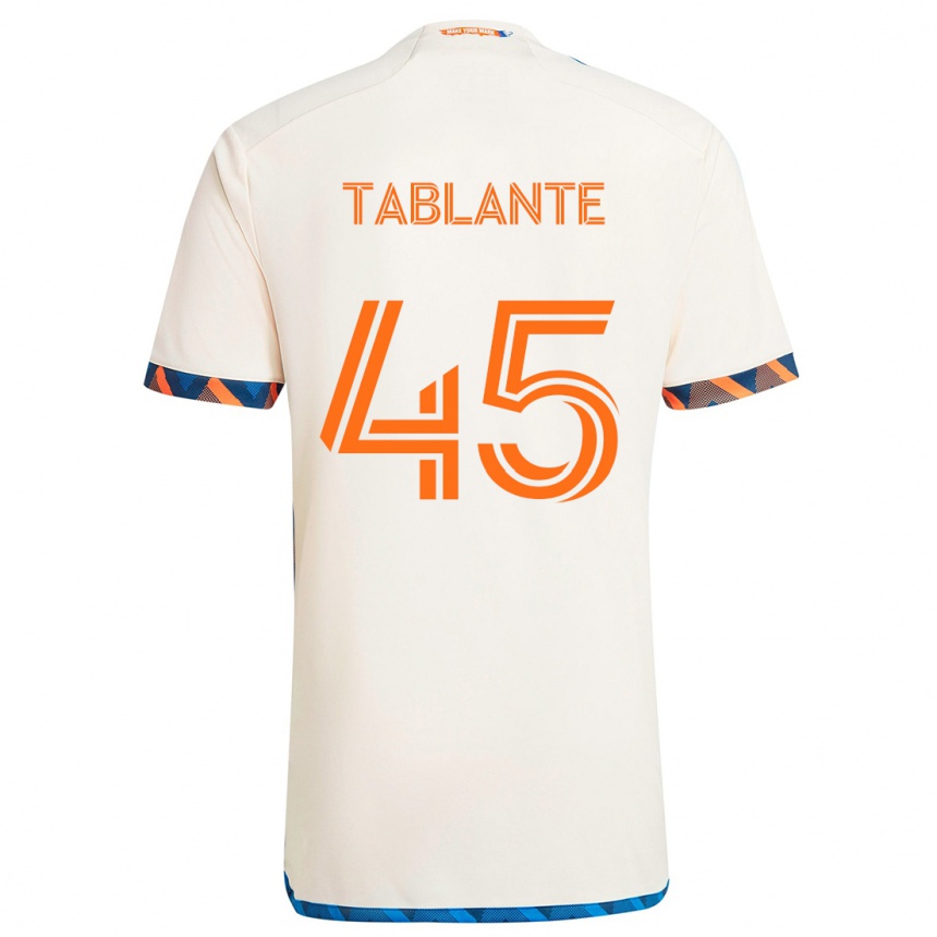 Kids Football Moises Tablante #45 White Orange Away Jersey 2024/25 T-Shirt