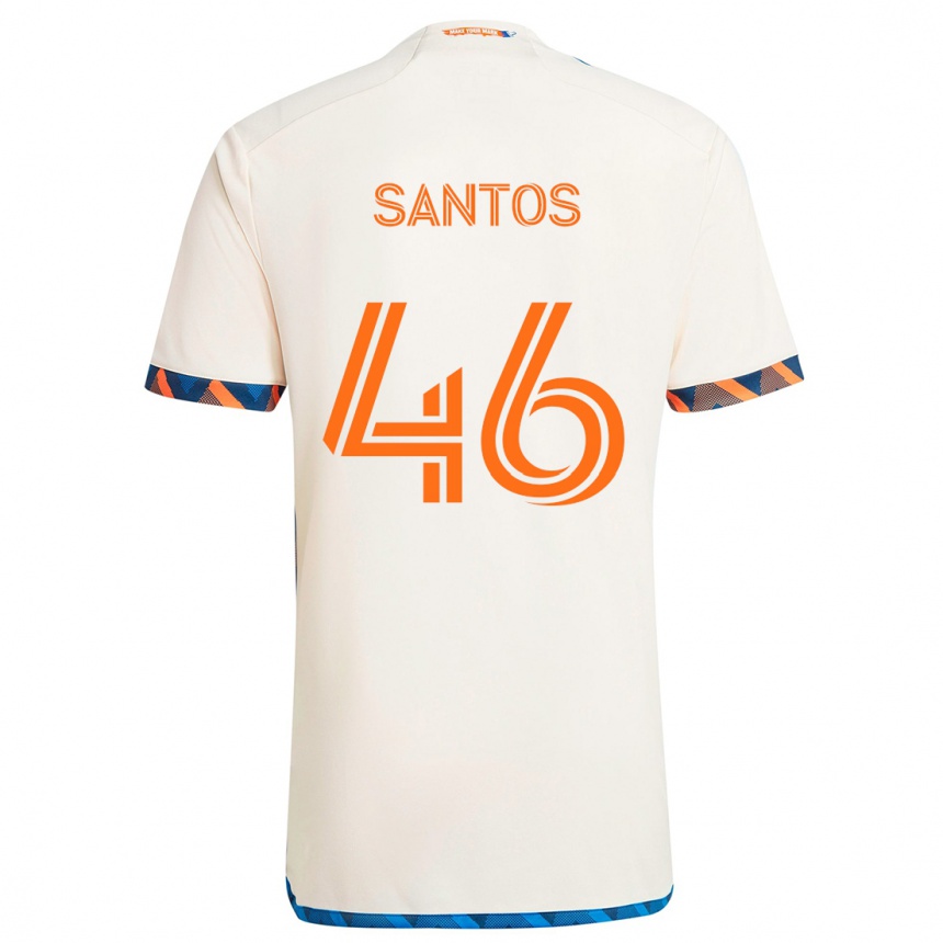 Kids Football Guilherme Santos #46 White Orange Away Jersey 2024/25 T-Shirt