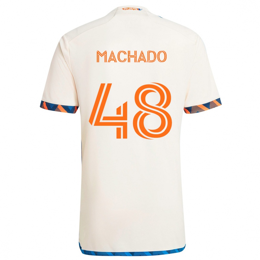 Kids Football Juan Machado #48 White Orange Away Jersey 2024/25 T-Shirt