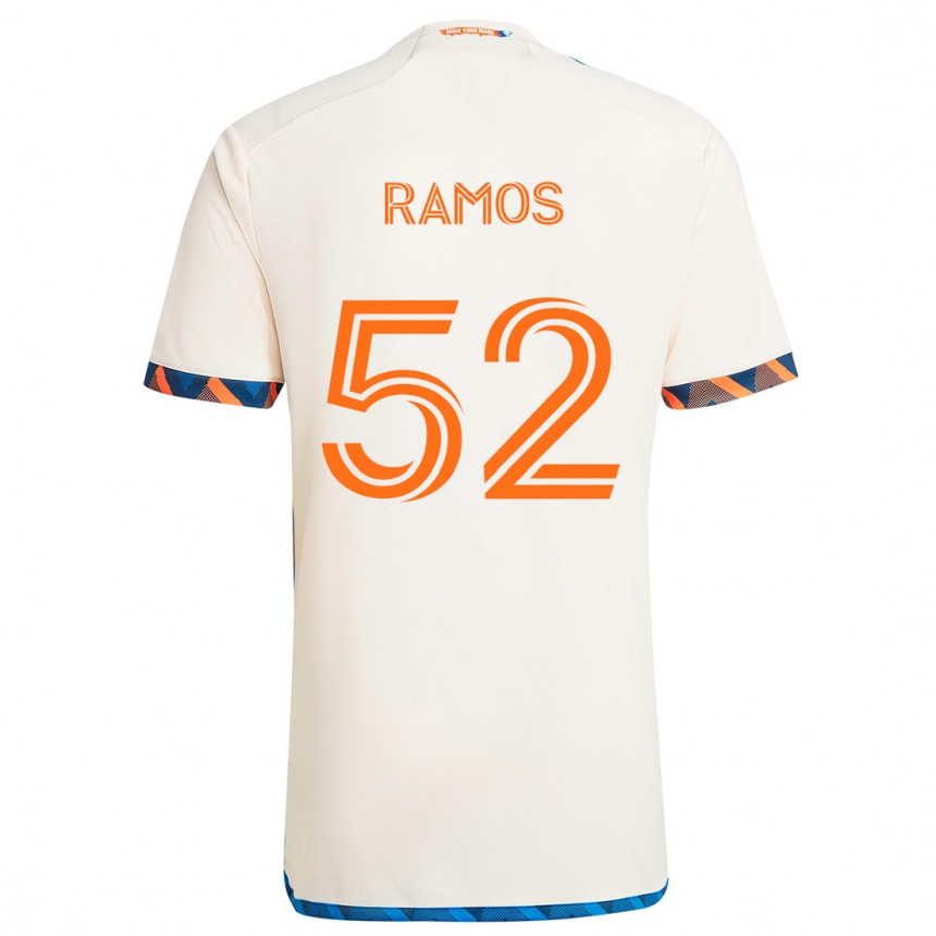 Kids Football Yair Ramos #52 White Orange Away Jersey 2024/25 T-Shirt