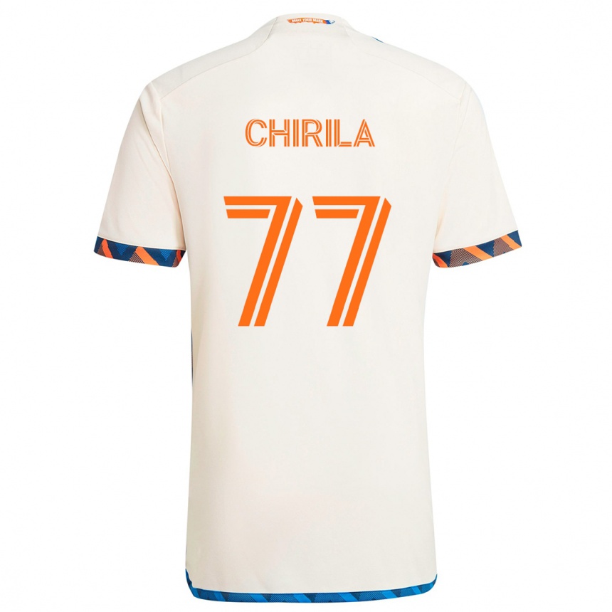 Kids Football Stefan Chirila #77 White Orange Away Jersey 2024/25 T-Shirt