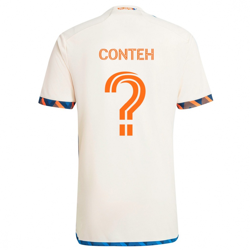 Kids Football Haroun Conteh #0 White Orange Away Jersey 2024/25 T-Shirt