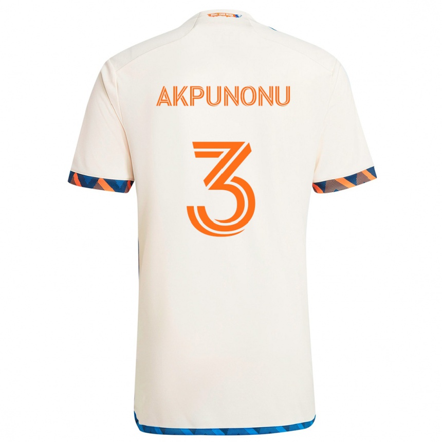 Kids Football Joey Akpunonu #3 White Orange Away Jersey 2024/25 T-Shirt