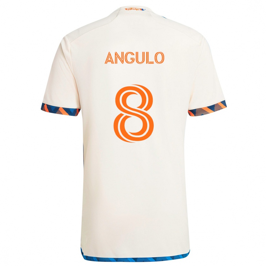 Kids Football Marco Angulo #8 White Orange Away Jersey 2024/25 T-Shirt