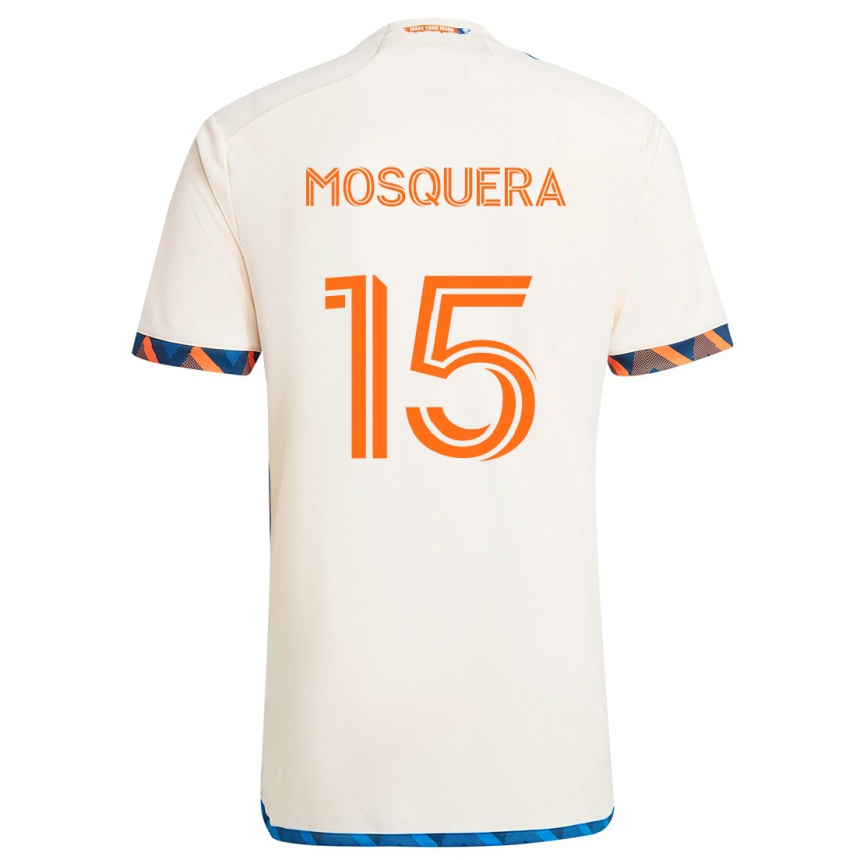 Kids Football Yerson Mosquera #15 White Orange Away Jersey 2024/25 T-Shirt