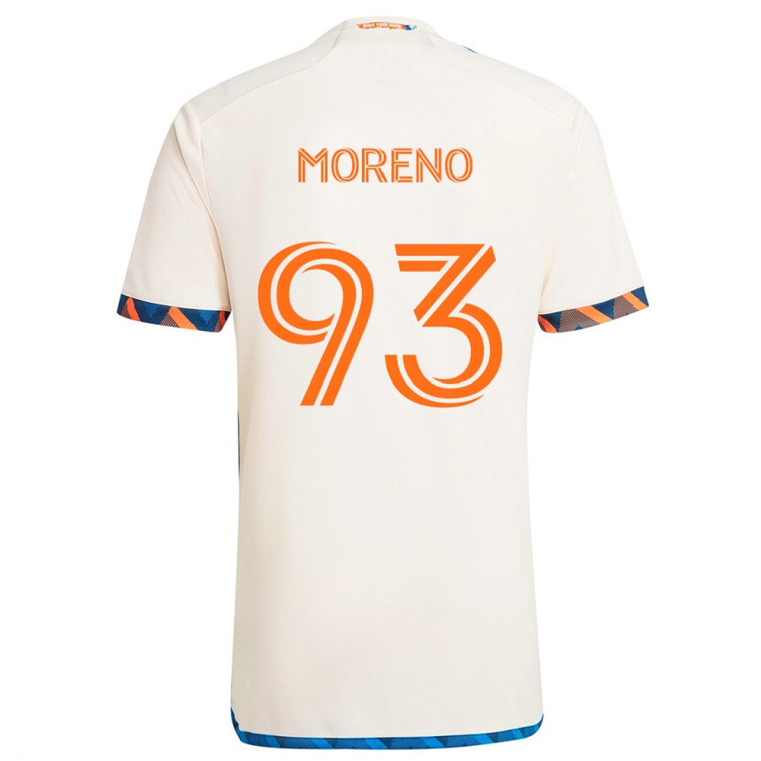 Kids Football Júnior Moreno #93 White Orange Away Jersey 2024/25 T-Shirt