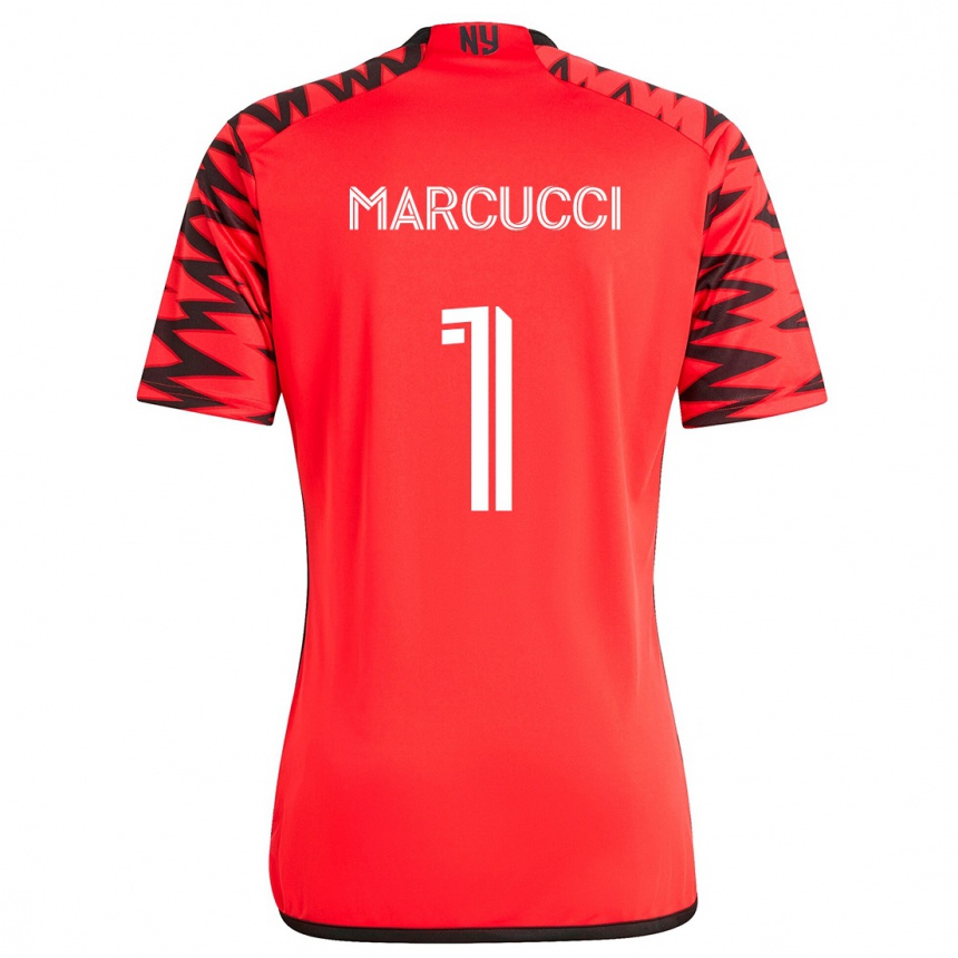 Kids Football Aj Marcucci #1 Red Black White Away Jersey 2024/25 T-Shirt