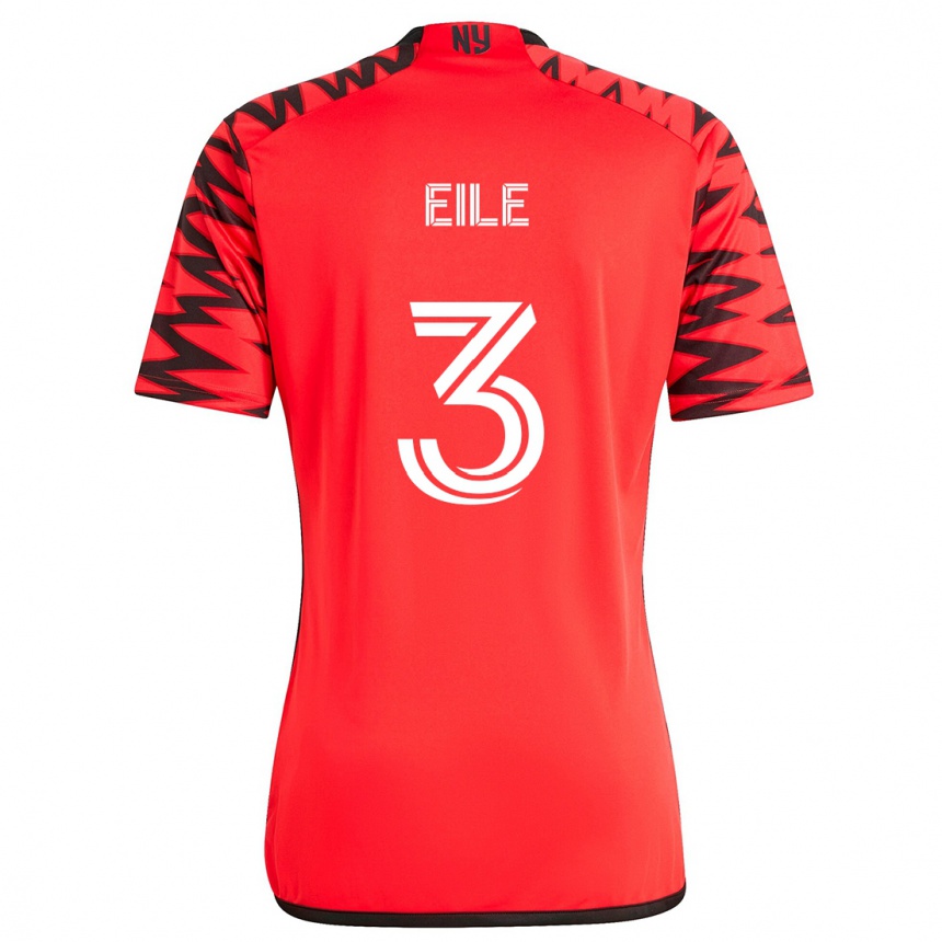 Kids Football Noah Eile #3 Red Black White Away Jersey 2024/25 T-Shirt