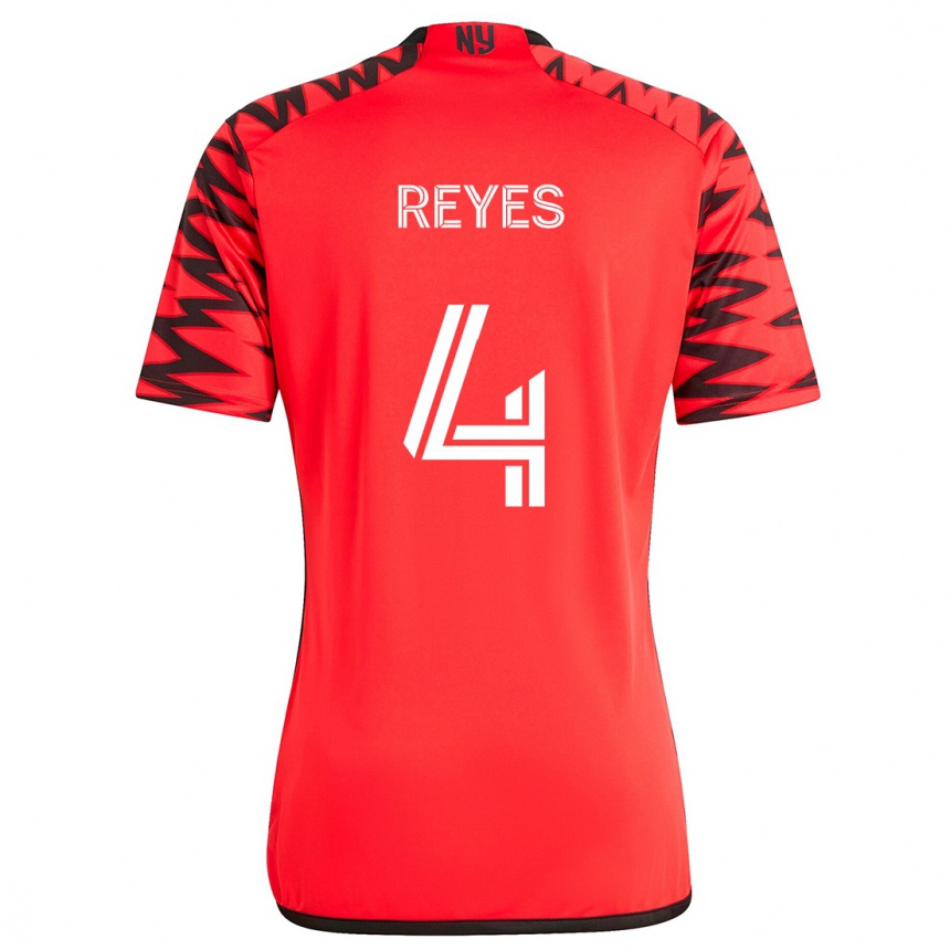 Kids Football Andrés Reyes #4 Red Black White Away Jersey 2024/25 T-Shirt