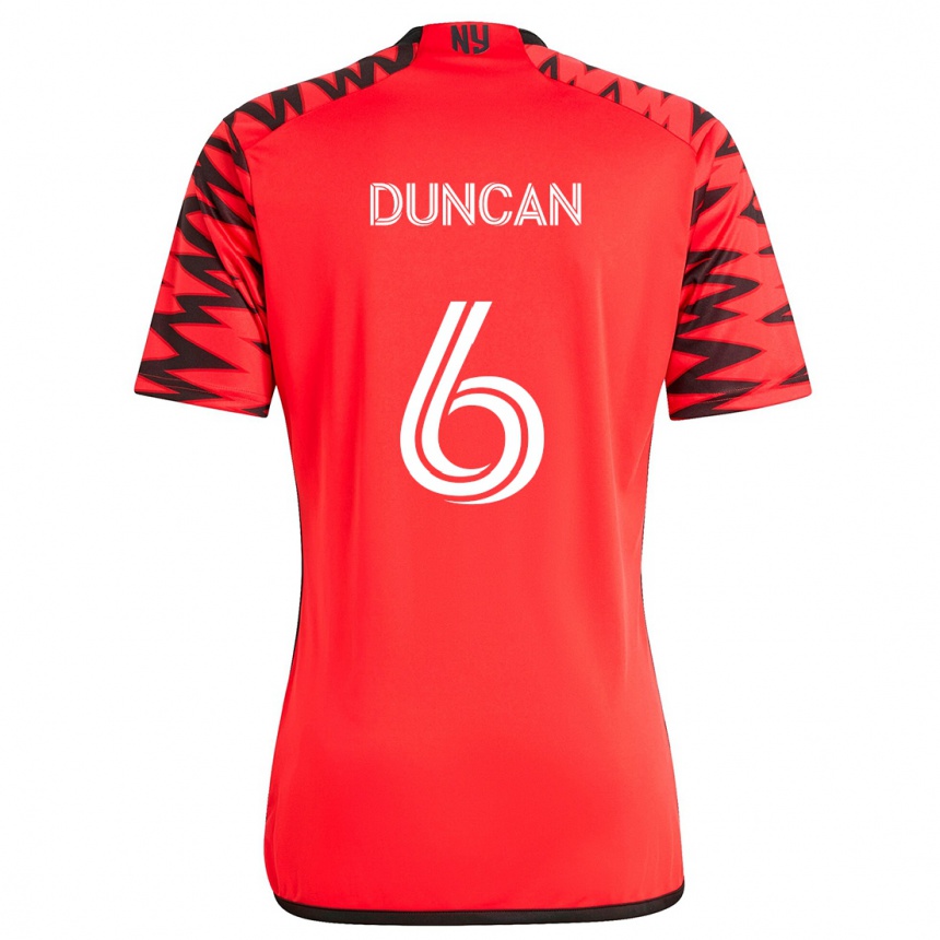 Kids Football Kyle Duncan #6 Red Black White Away Jersey 2024/25 T-Shirt