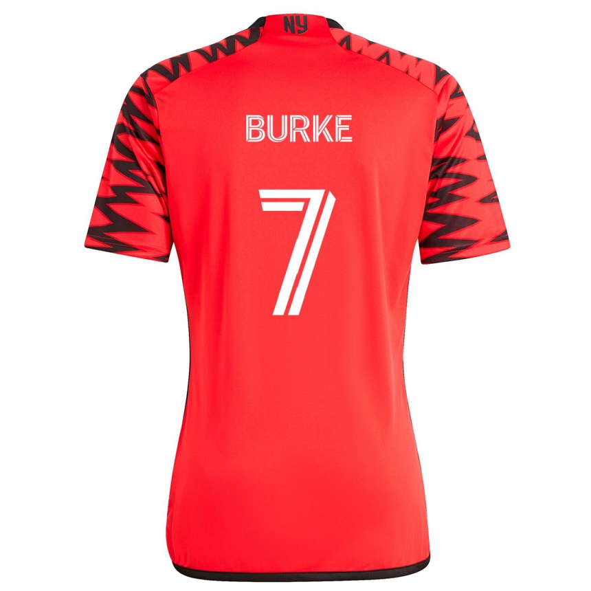 Kids Football Cory Burke #7 Red Black White Away Jersey 2024/25 T-Shirt