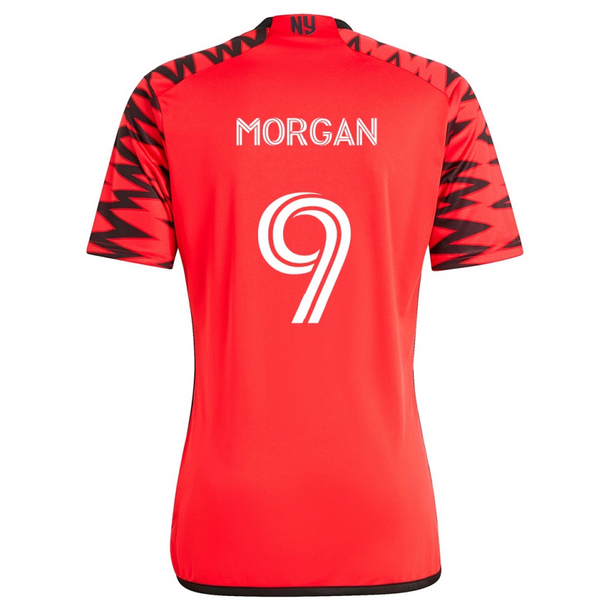 Kids Football Lewis Morgan #9 Red Black White Away Jersey 2024/25 T-Shirt