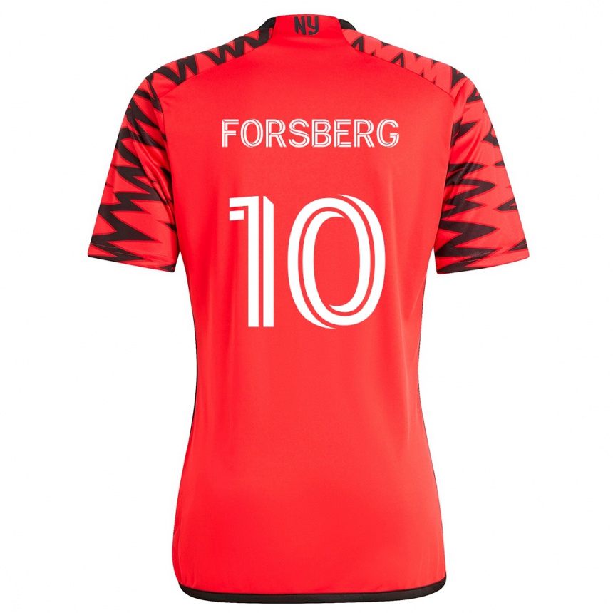 Kids Football Emil Forsberg #10 Red Black White Away Jersey 2024/25 T-Shirt