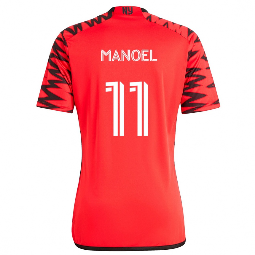 Kids Football Elias Manoel #11 Red Black White Away Jersey 2024/25 T-Shirt