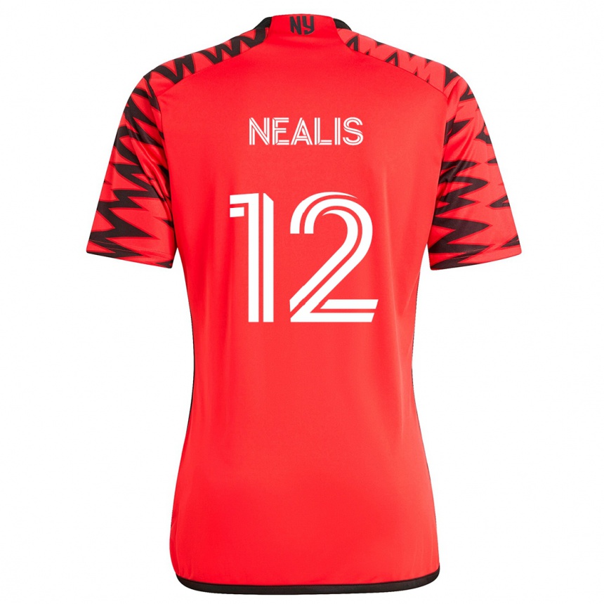 Kids Football Dylan Nealis #12 Red Black White Away Jersey 2024/25 T-Shirt