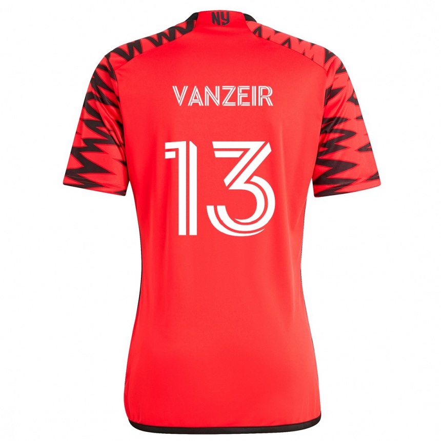 Kids Football Dante Vanzeir #13 Red Black White Away Jersey 2024/25 T-Shirt