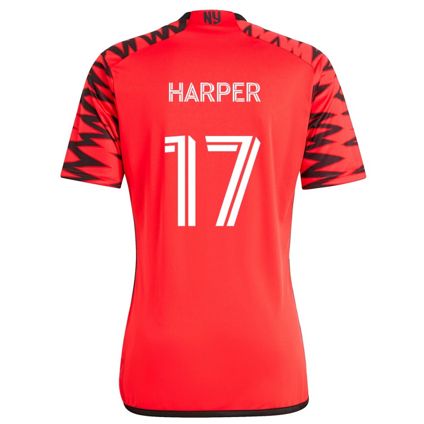 Kids Football Cameron Harper #17 Red Black White Away Jersey 2024/25 T-Shirt