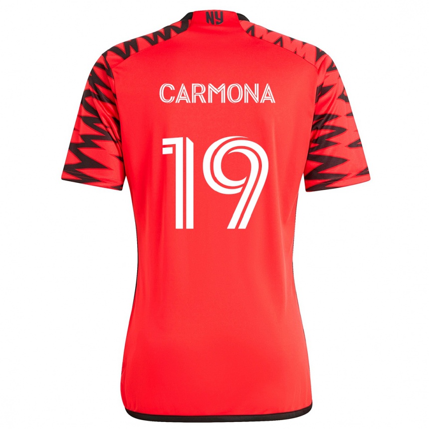 Kids Football Wikelman Carmona #19 Red Black White Away Jersey 2024/25 T-Shirt