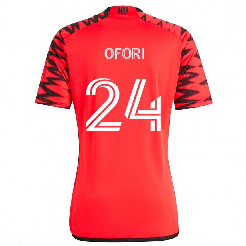 Kids Football Curtis Ofori #24 Red Black White Away Jersey 2024/25 T-Shirt