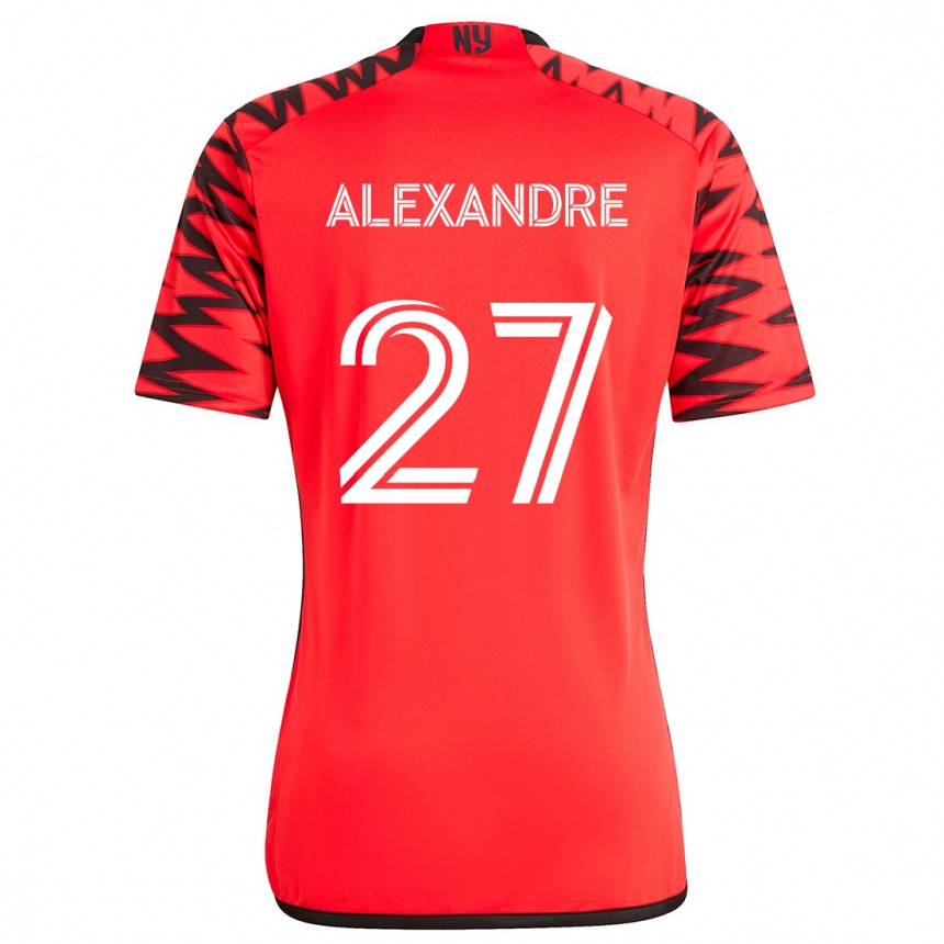 Kids Football Davi Alexandre #27 Red Black White Away Jersey 2024/25 T-Shirt