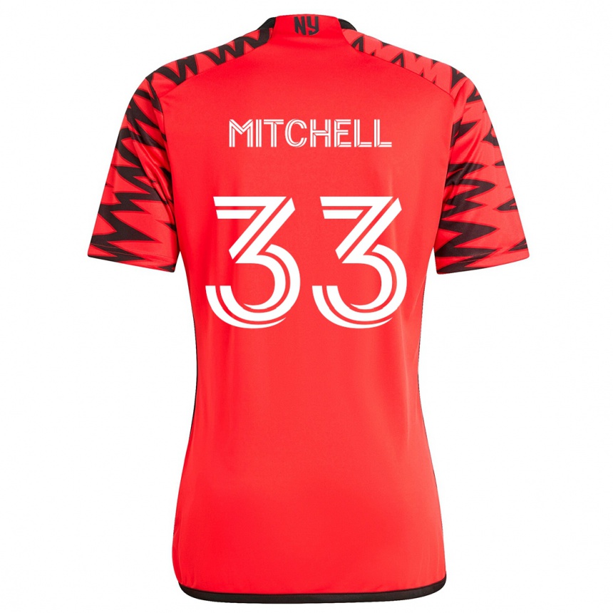 Kids Football Roald Mitchell #33 Red Black White Away Jersey 2024/25 T-Shirt