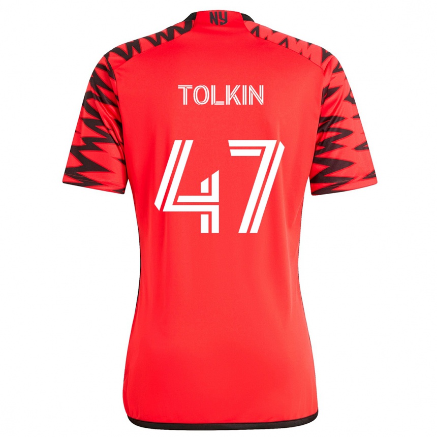 Kids Football John Tolkin #47 Red Black White Away Jersey 2024/25 T-Shirt