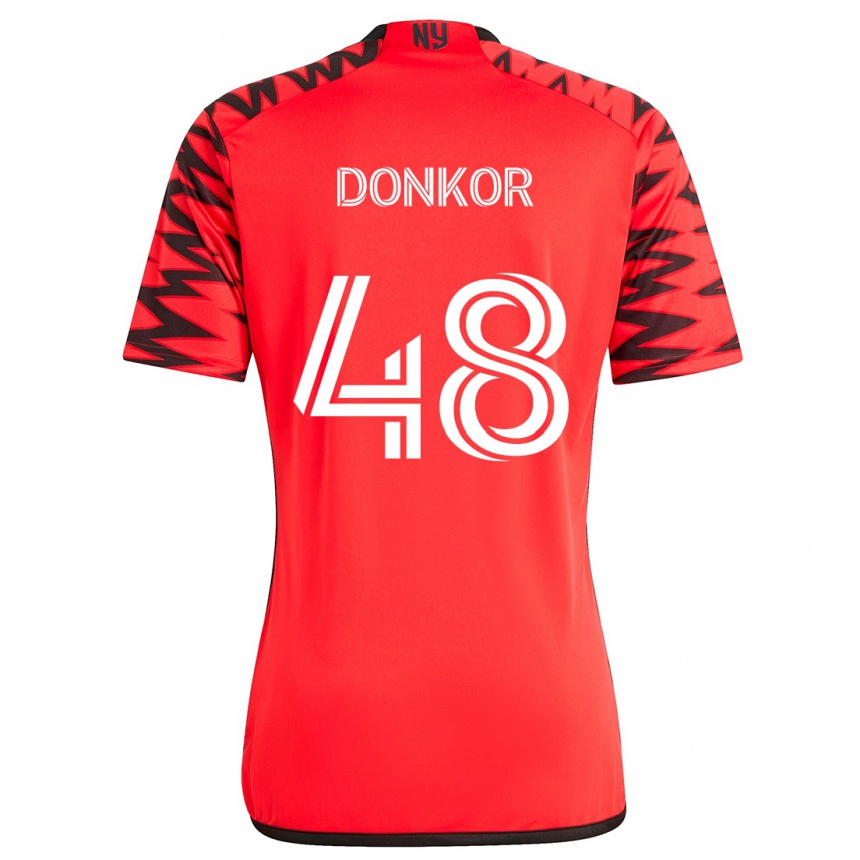 Kids Football Ronald Donkor #48 Red Black White Away Jersey 2024/25 T-Shirt