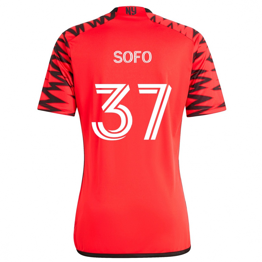 Kids Football Mohammed Sofo #37 Red Black White Away Jersey 2024/25 T-Shirt