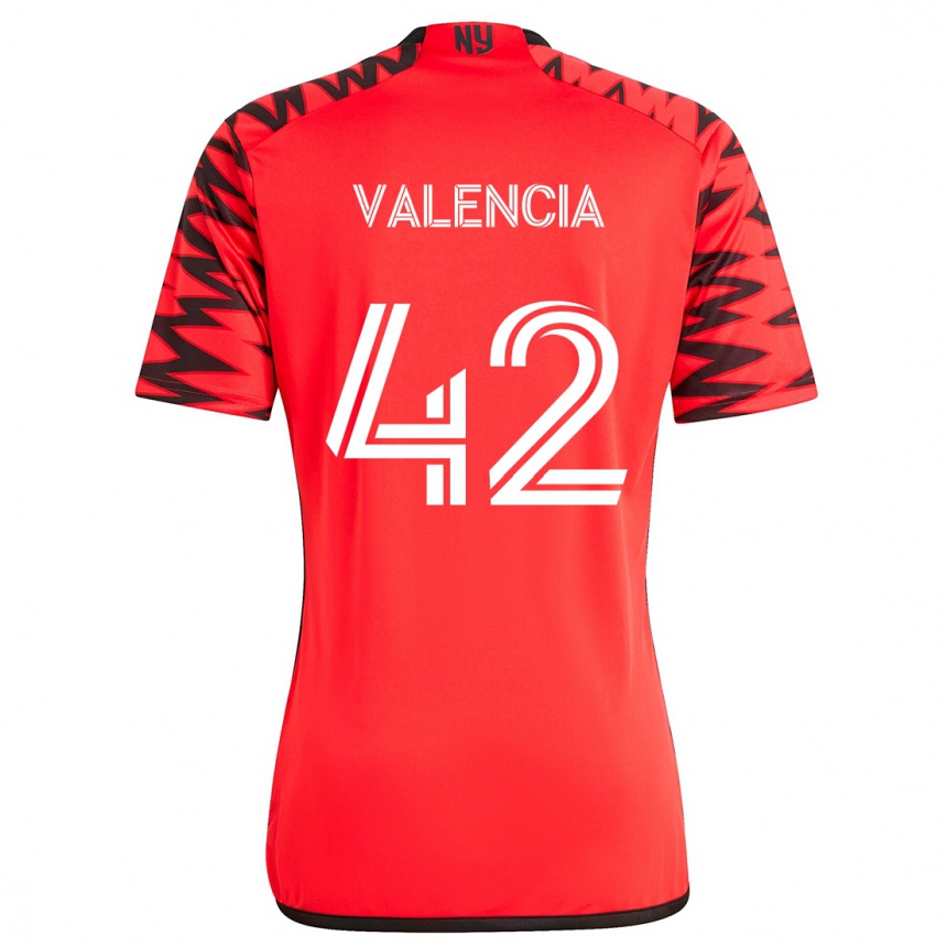 Kids Football Omar Valencia #42 Red Black White Away Jersey 2024/25 T-Shirt