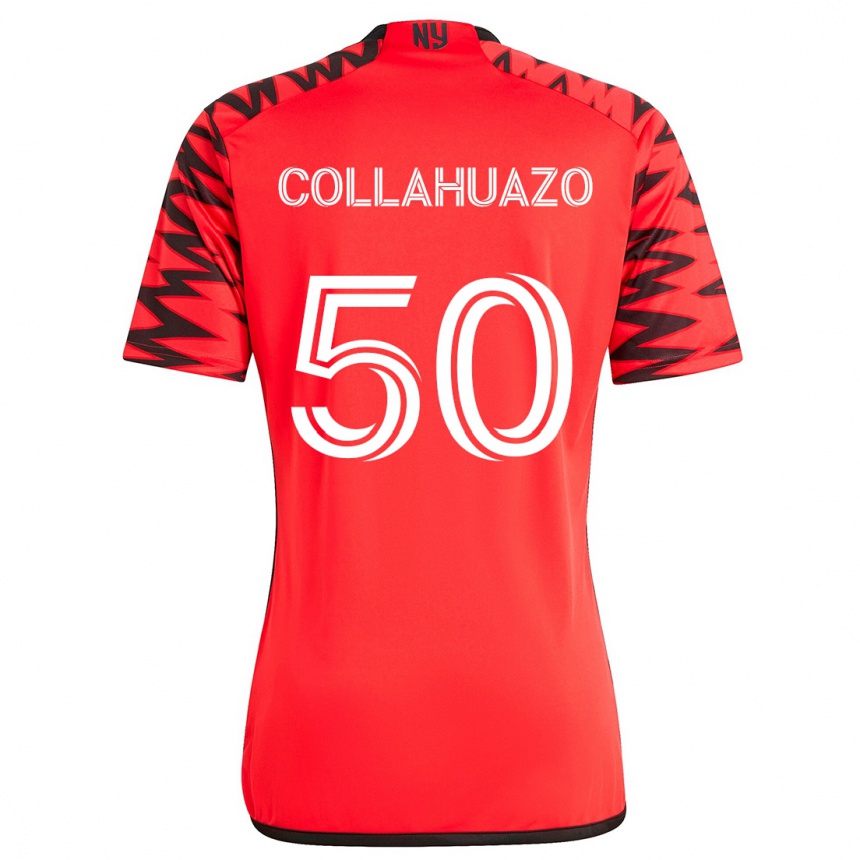 Kids Football Jair Collahuazo #50 Red Black White Away Jersey 2024/25 T-Shirt