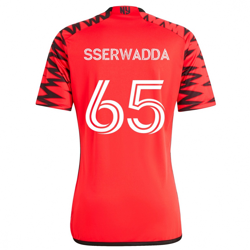 Kids Football Steven Sserwadda #65 Red Black White Away Jersey 2024/25 T-Shirt