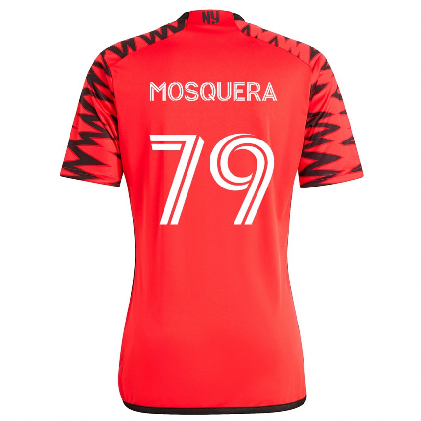 Kids Football Rafael Mosquera #79 Red Black White Away Jersey 2024/25 T-Shirt