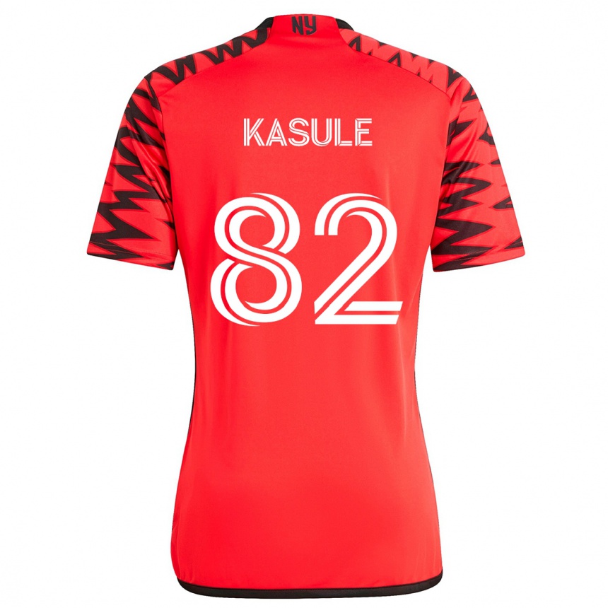 Kids Football Ibrahim Kasule #82 Red Black White Away Jersey 2024/25 T-Shirt