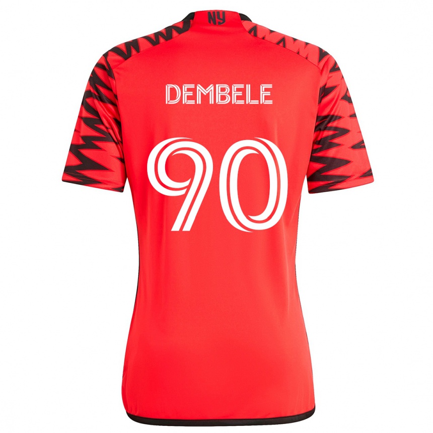 Kids Football Malick Dembele #90 Red Black White Away Jersey 2024/25 T-Shirt