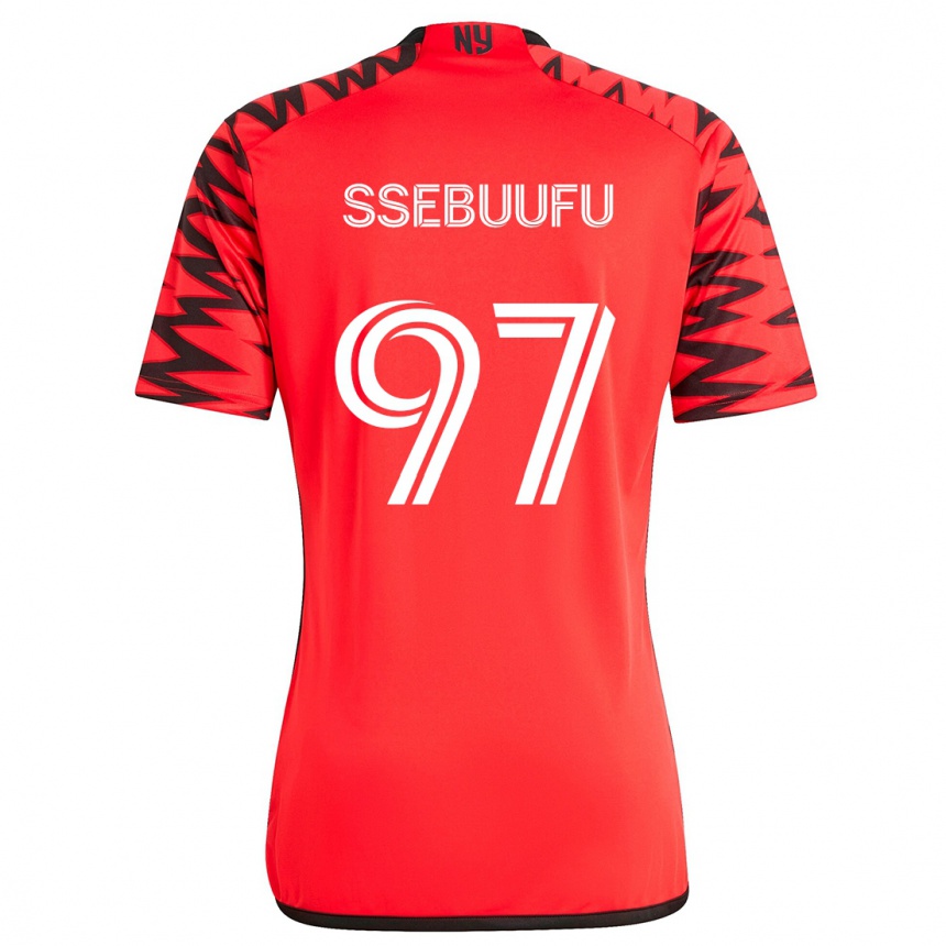 Kids Football Frank Ssebuufu #97 Red Black White Away Jersey 2024/25 T-Shirt