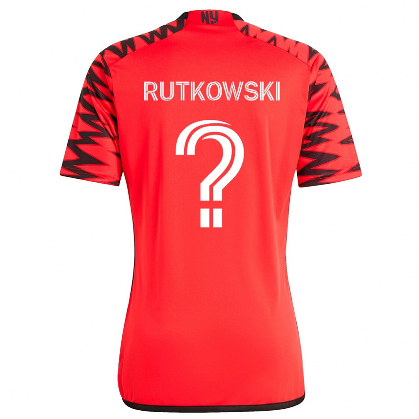 Kids Football Alan Rutkowski #0 Red Black White Away Jersey 2024/25 T-Shirt