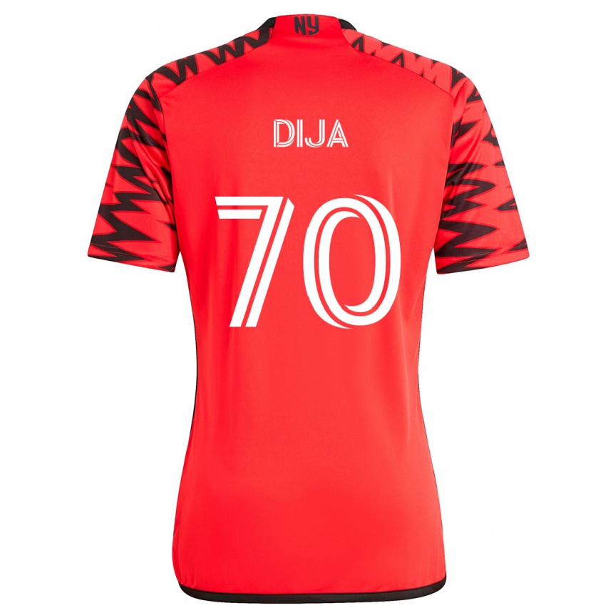 Kids Football Dija #70 Red Black White Away Jersey 2024/25 T-Shirt