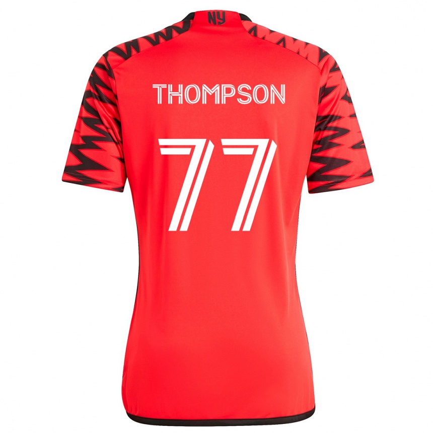 Kids Football Amos Shapiro-Thompson #77 Red Black White Away Jersey 2024/25 T-Shirt