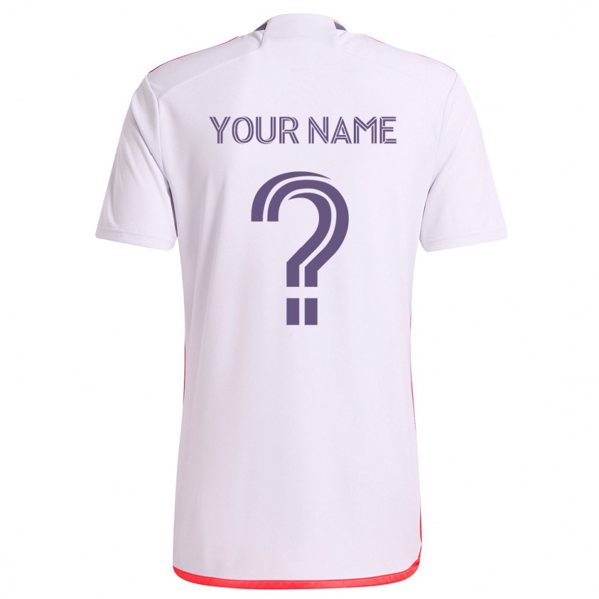 Kids Football Your Name #0 White Red Purple Away Jersey 2024/25 T-Shirt