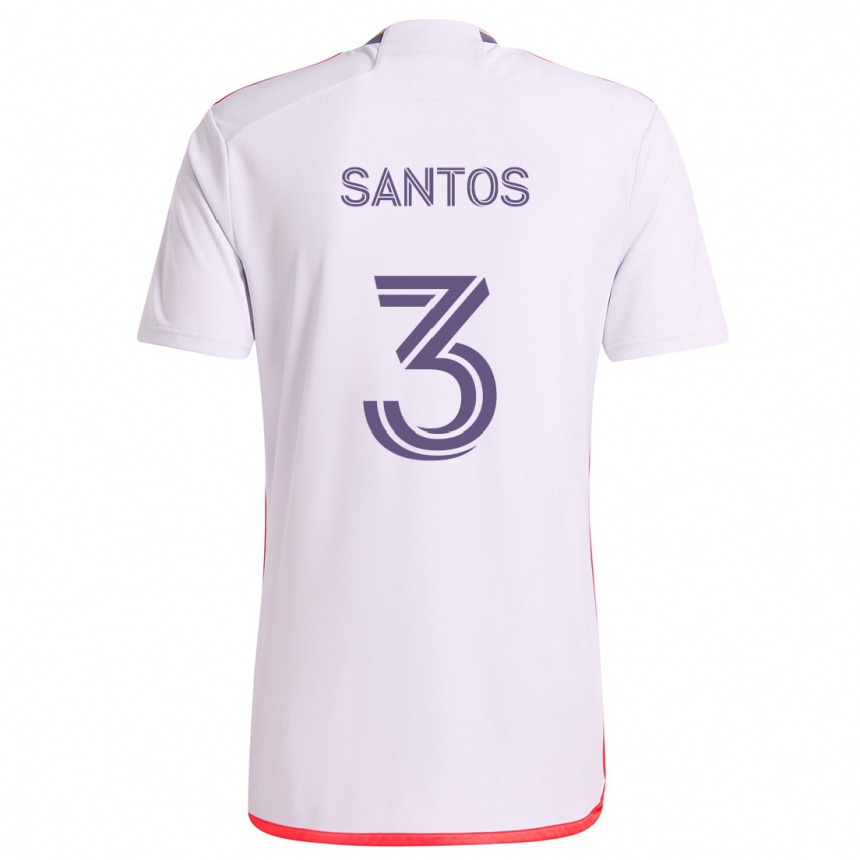 Kids Football Rafael Santos #3 White Red Purple Away Jersey 2024/25 T-Shirt