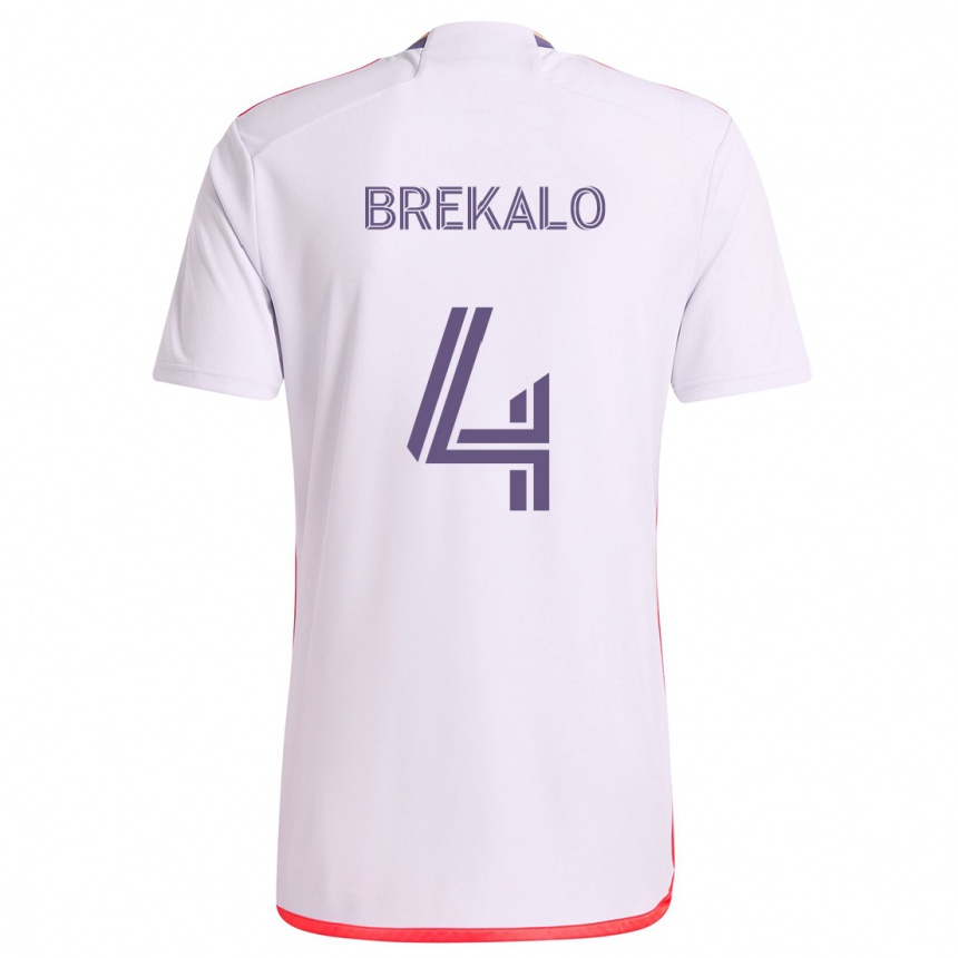 Kids Football David Brekalo #4 White Red Purple Away Jersey 2024/25 T-Shirt