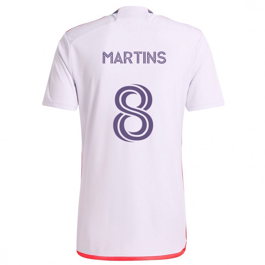 Kids Football Felipe Martins #8 White Red Purple Away Jersey 2024/25 T-Shirt