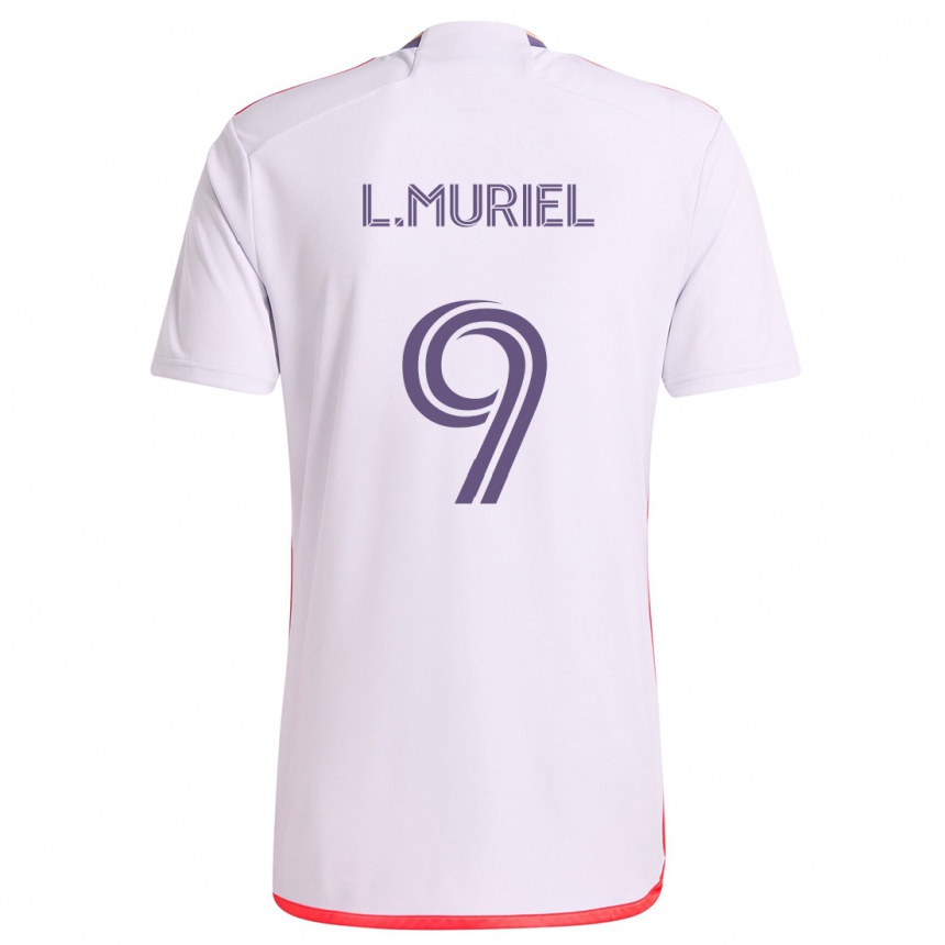 Kids Football Luis Muriel #9 White Red Purple Away Jersey 2024/25 T-Shirt