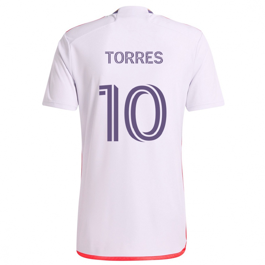 Kids Football Facundo Torres #10 White Red Purple Away Jersey 2024/25 T-Shirt