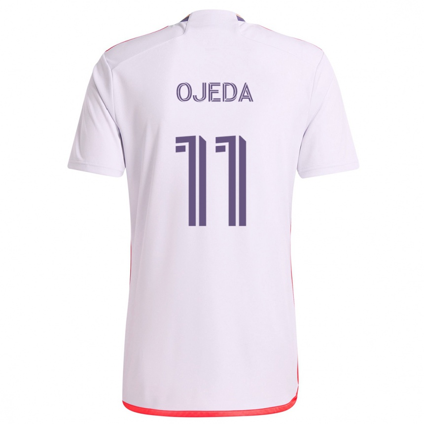 Kids Football Martín Ojeda #11 White Red Purple Away Jersey 2024/25 T-Shirt