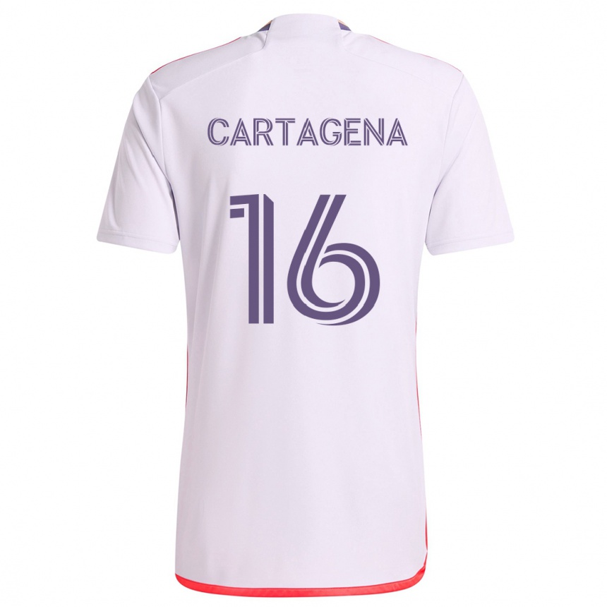 Kids Football Wilder Cartagena #16 White Red Purple Away Jersey 2024/25 T-Shirt